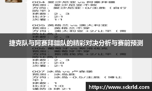 捷克队与阿赛拜疆队的精彩对决分析与赛前预测