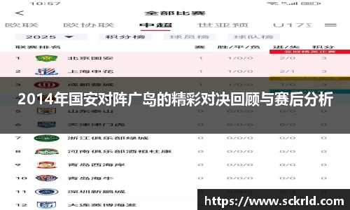 2014年国安对阵广岛的精彩对决回顾与赛后分析